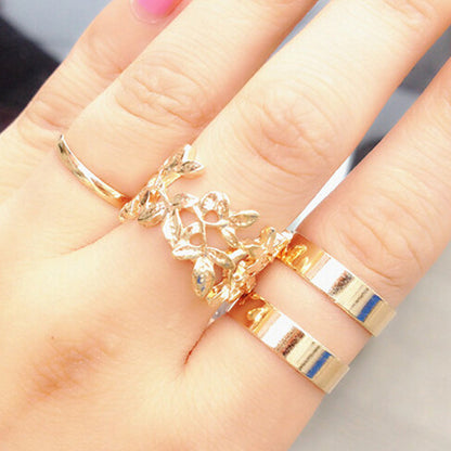 Tree Leaf Three-Piece Metal Joint Ring