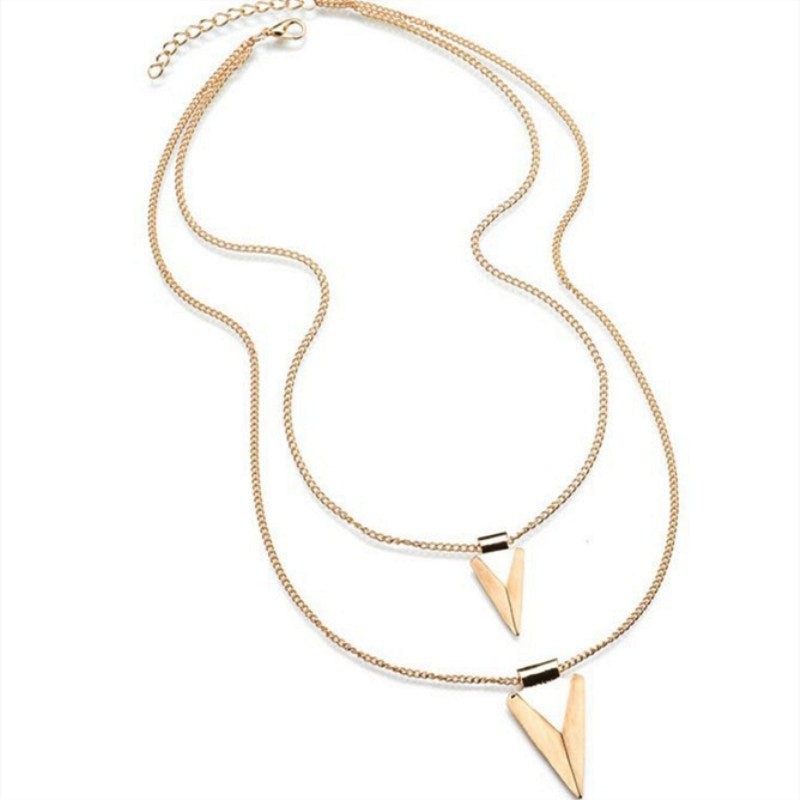 Multilayer triangle sweater chain clavicle chain