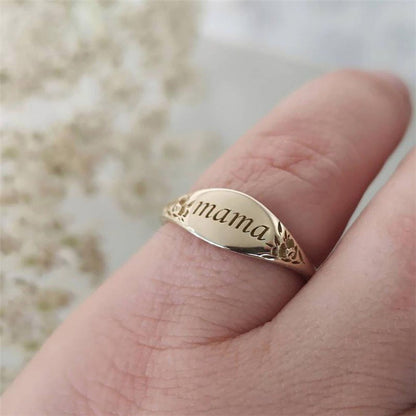 Simple Hollow Flower Mama Family Ring