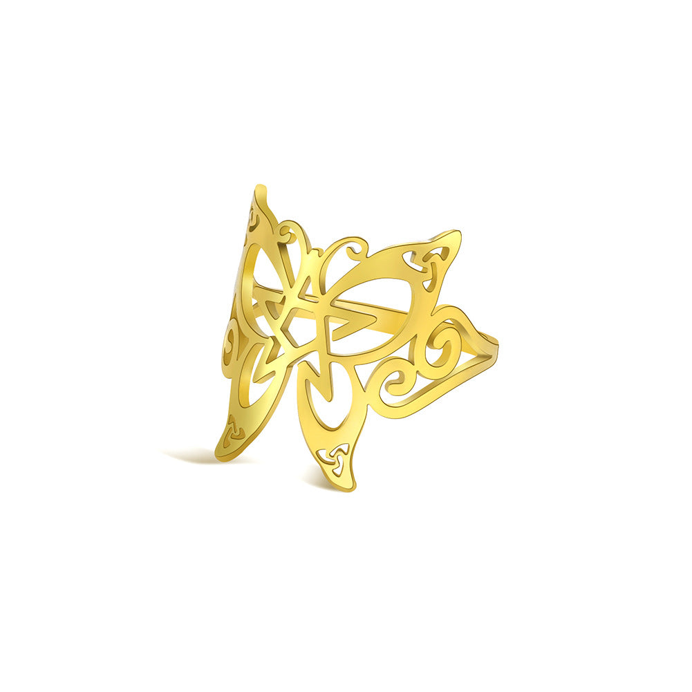 Pentagram Pointed Wing Butterfly Ring