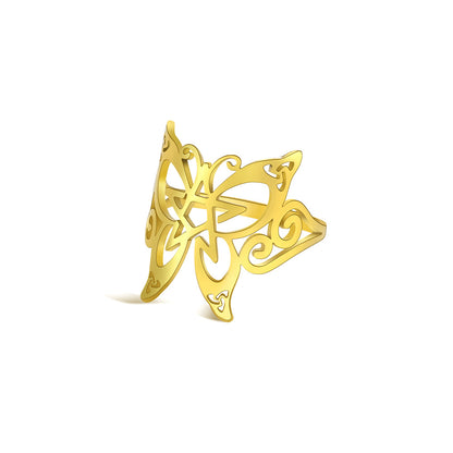 Pentagram Pointed Wing Butterfly Ring