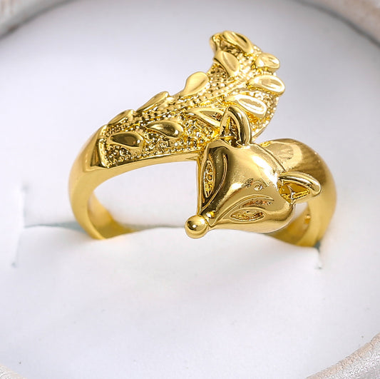 Simple And Stylish Personality Adjustable Gold Fox Ring