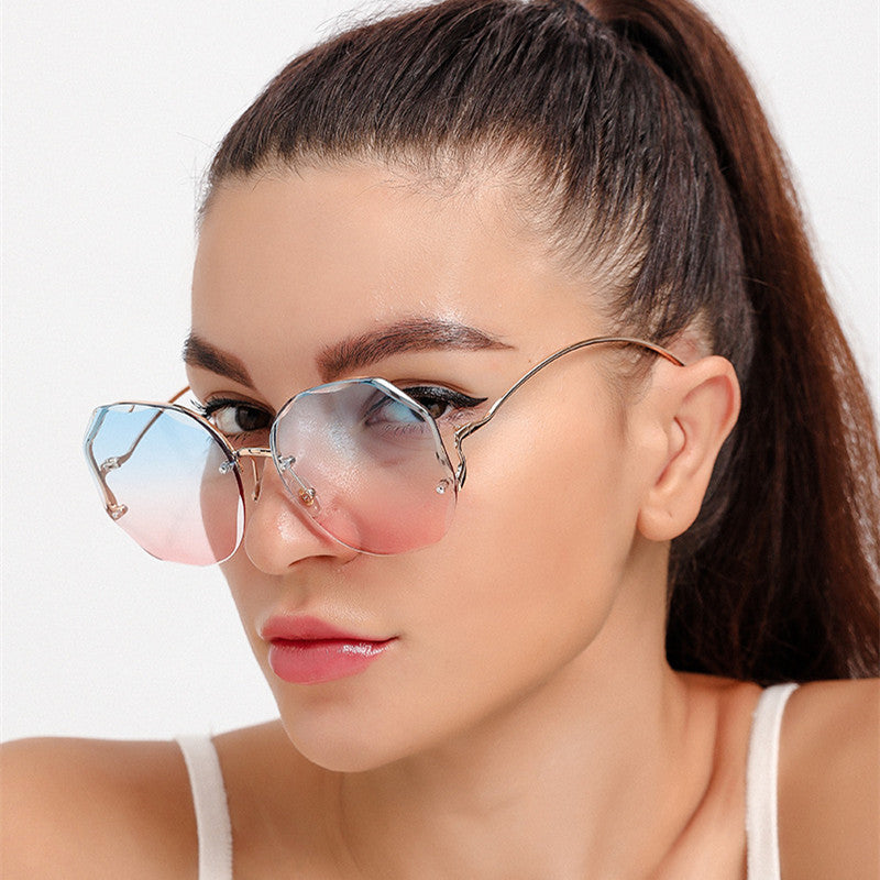 Frameless Cut-Edge Tan Gradient Sunglasses