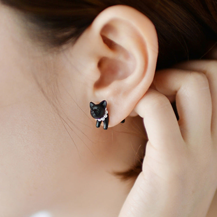 Korean Jewelry Harajuku Three-dimensional Pearl Animal Earrings Cat Men And Women Piercing Ear Stud
