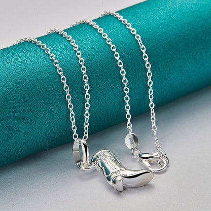 Silver Boots Pendant Necklace Jewelry