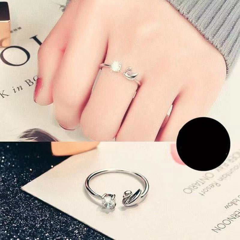 Korean Style Hollow Heart-shaped Diamond Love Ring Women