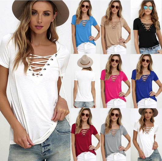 Women's Fashion Casual Solid Color Short-sleeved Tops