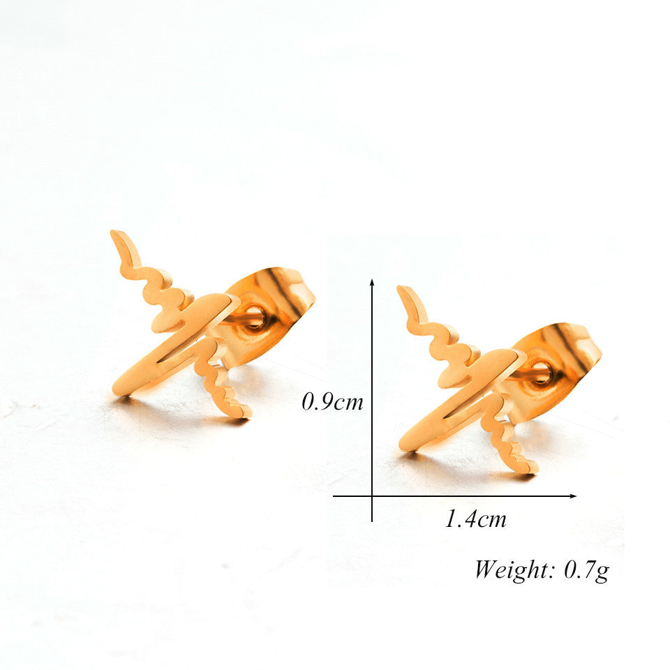 Creative Heart Rate Gold And Silver Stud Earrings