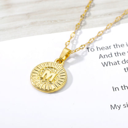 Capital English Letter Disc Necklace Women And Men