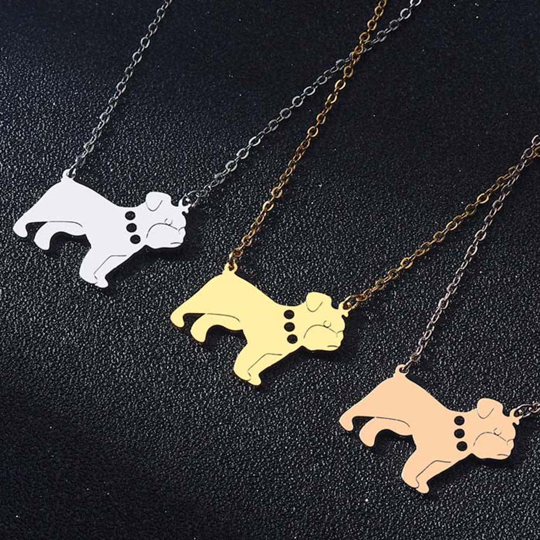 Men And Women Fashion Cute Dog Bulldog Pendant Necklace