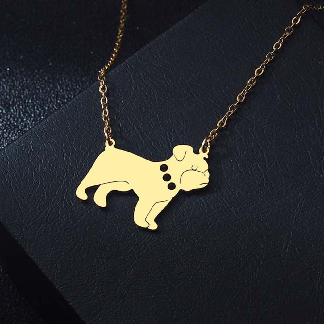 Men And Women Fashion Cute Dog Bulldog Pendant Necklace