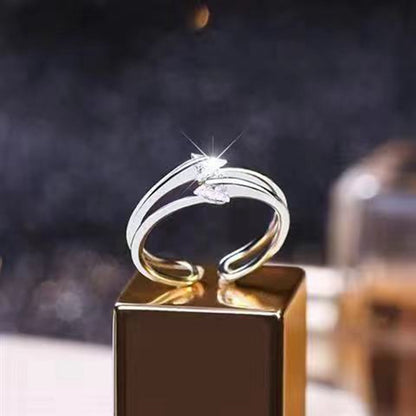 Korean Style Hollow Heart-shaped Diamond Love Ring Women