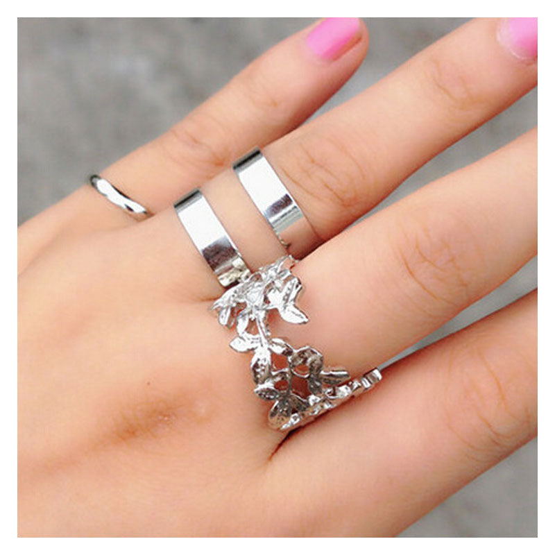 Tree Leaf Three-Piece Metal Joint Ring