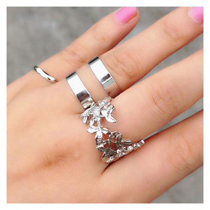 Tree Leaf Three-Piece Metal Joint Ring