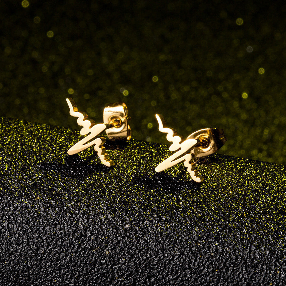 Creative Heart Rate Gold And Silver Stud Earrings