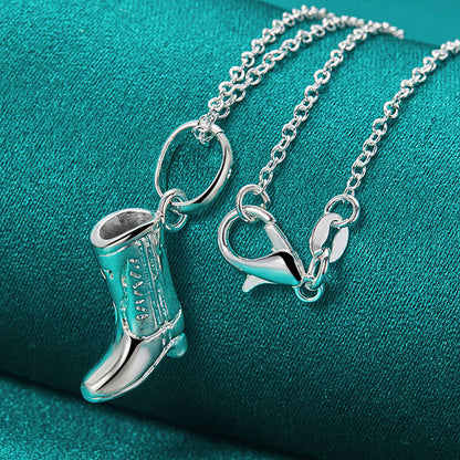 Silver Boots Pendant Necklace Jewelry