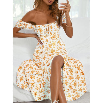 Spring New Printed French Style Floral Slim-fitting Strap Dress For Women