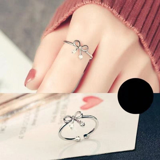 Korean Style Hollow Heart-shaped Diamond Love Ring Women