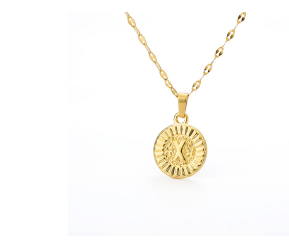 Capital English Letter Disc Necklace Women And Men