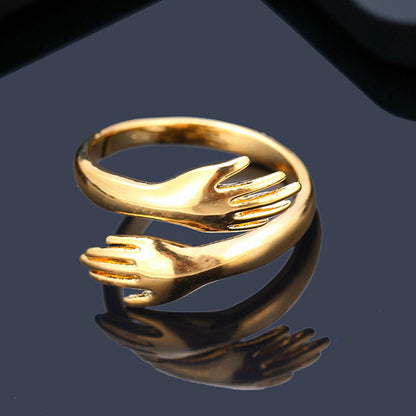 Stainless Steel Embracing Smooth Ring